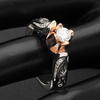 Rosebud Engagement Ring Solitaire Rose Gold Plated Womens Ginger Lyne Collection Size 10