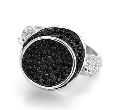 Tophat Cat Statement Ring for Women by Ginger Lyne Black Plated Cz Kitty Ring for Her