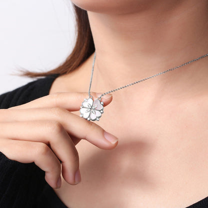 4 Leaf Clover Heart Pendant Necklace for Women Magnetic Sterling Silver Ginger Lyne Collection