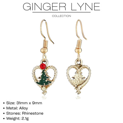 ChristmasTreeHeartHookEarringsWomensGreenEnamelGoldToneAlloyGingerLyneCollection_Green-4
