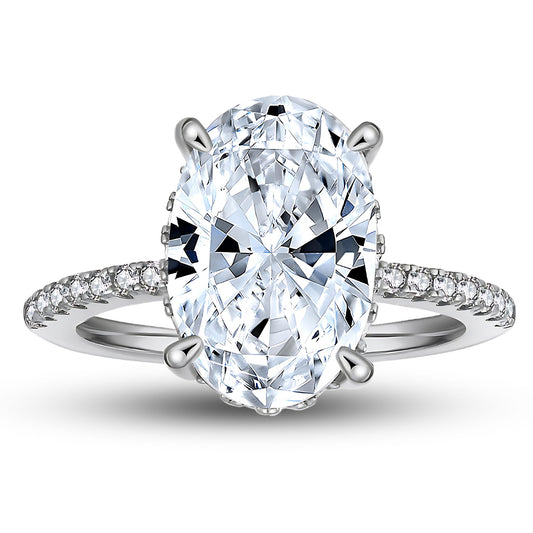 Solitaire 3 Ct Oval Engagement Ring for Women Sterling Silver CZ Ginger Lyne Collection