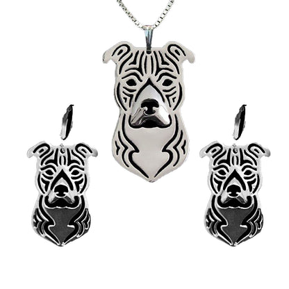 Pit Bull Staffordshire Terrier Dog Necklace Silver Womens Ginger Lyne Collection