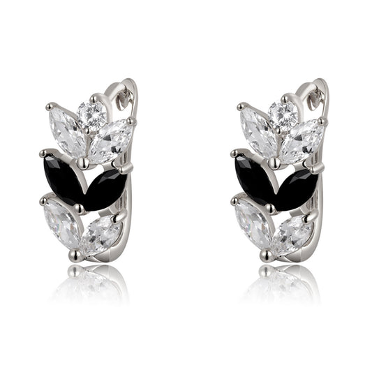 Leaf Shape Drop Earrings for Women Marquise Black CZ Ginger Lyne Collection