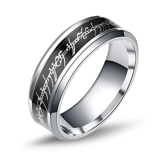 OneRingWeddingBandforMenorWomen8mmStainlessSteelGingerLyneCollection_Black-1