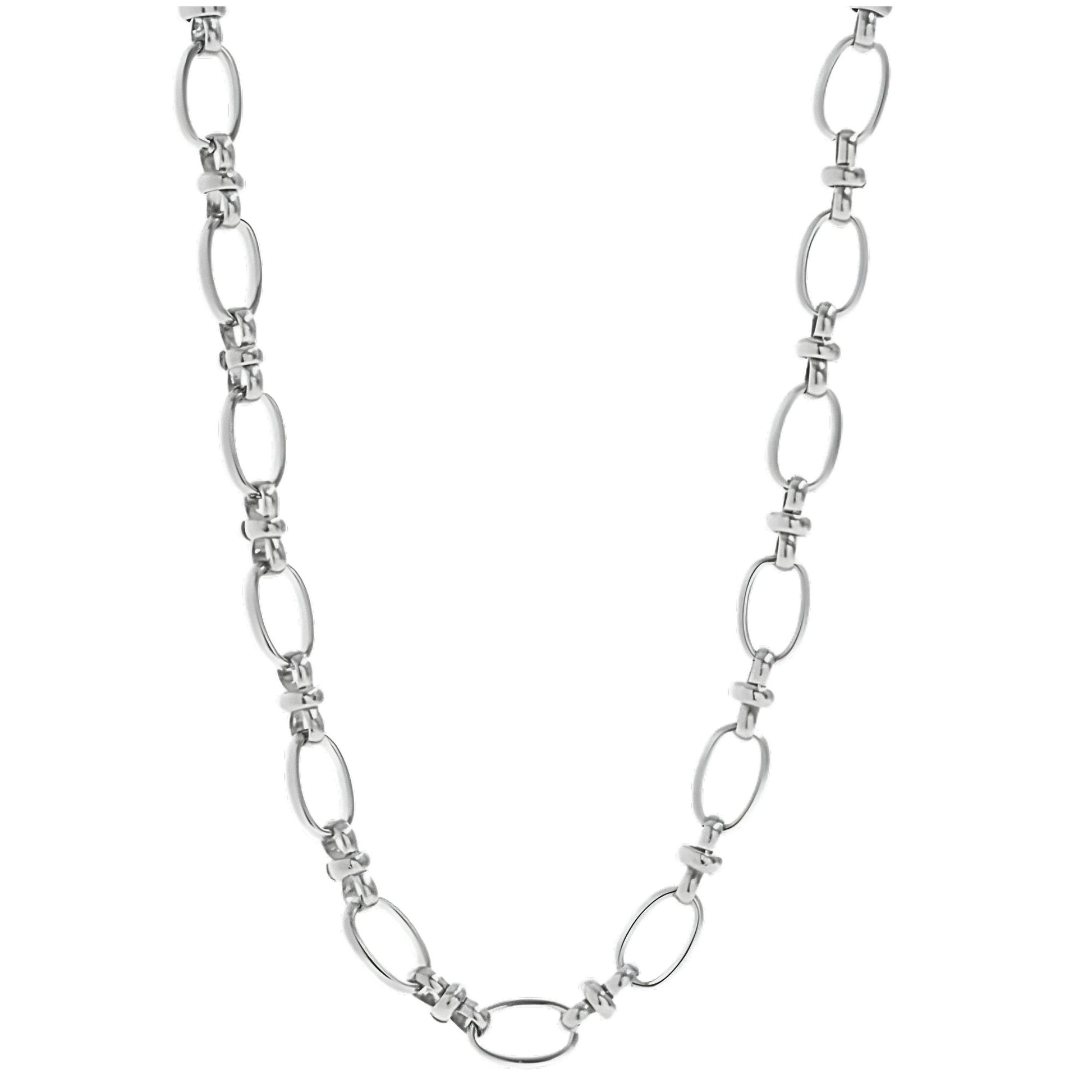 OvalLinkCircleChainNecklaceforWomen18KTGoldPlatedStainlessSteel16"-18"GingerLyneCollection_Silver-tone-1