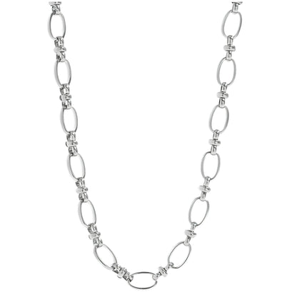 OvalLinkCircleChainNecklaceforWomen18KTGoldPlatedStainlessSteel16"-18"GingerLyneCollection_Silver-tone-1