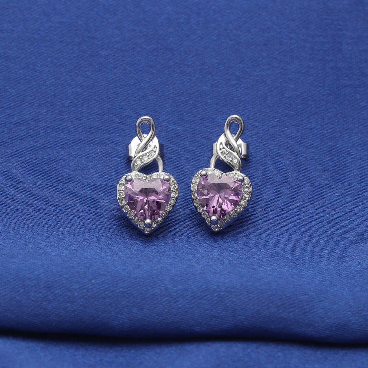 Heart Shape Purple Cz Drop Stud Earrings Womens Ginger Lyne Collection