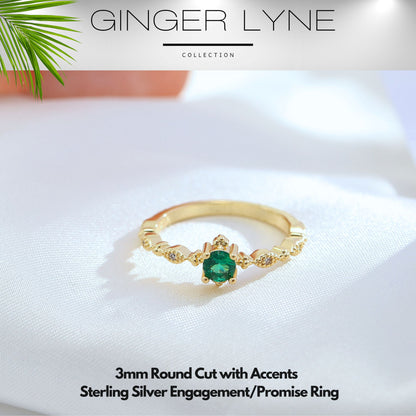 ThaliaBirthstoneEngagementRingSterlingSilverCzWomenGingerLyneCollection_Green-Silver-2