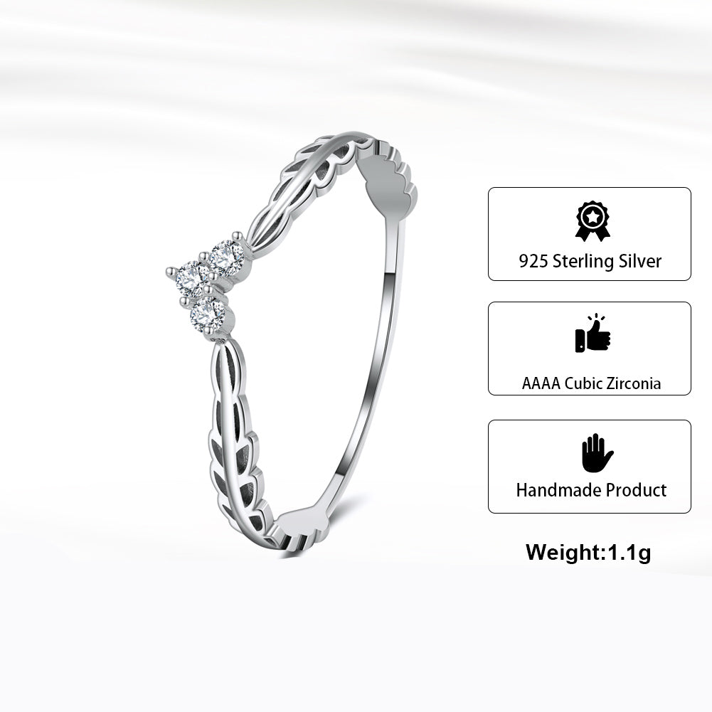 Leaf Enhancer Anniversary Band Ring Women Sterling Silver Ginger Lyne Collection