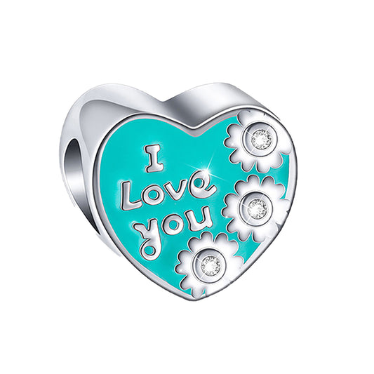 HeartLoveYouCharmEuropeanBeadSterlingSilverCZGingerLyneCollection_Green-1