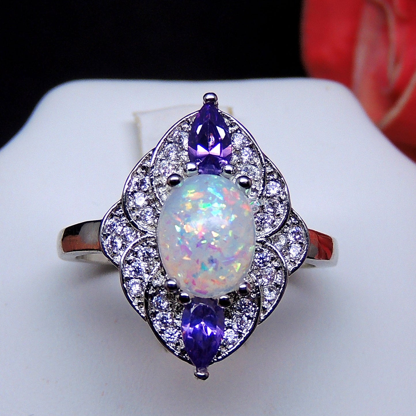 Quin Created Fire Opal Purple Cz Ring Women Ginger Lyne Collection