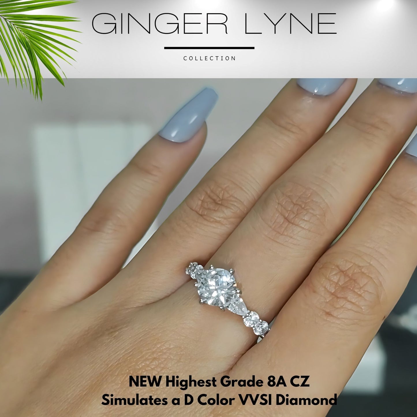 Round Engagement Ring for Women by Ginger Lyne 2.5 Ct Sterling Silver Wedding Rings