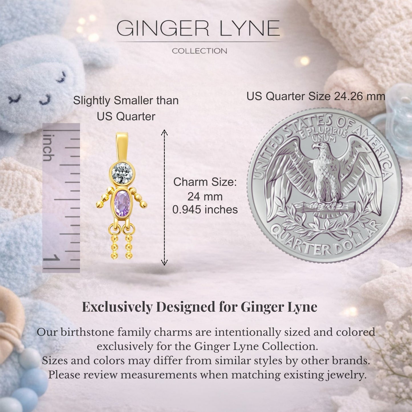 Birthstone Family Pendant for Mom by Ginger Lyne Stainless Steel Cubic Zirconia Charms For Grandma Necklace_Male-June-Gold-2