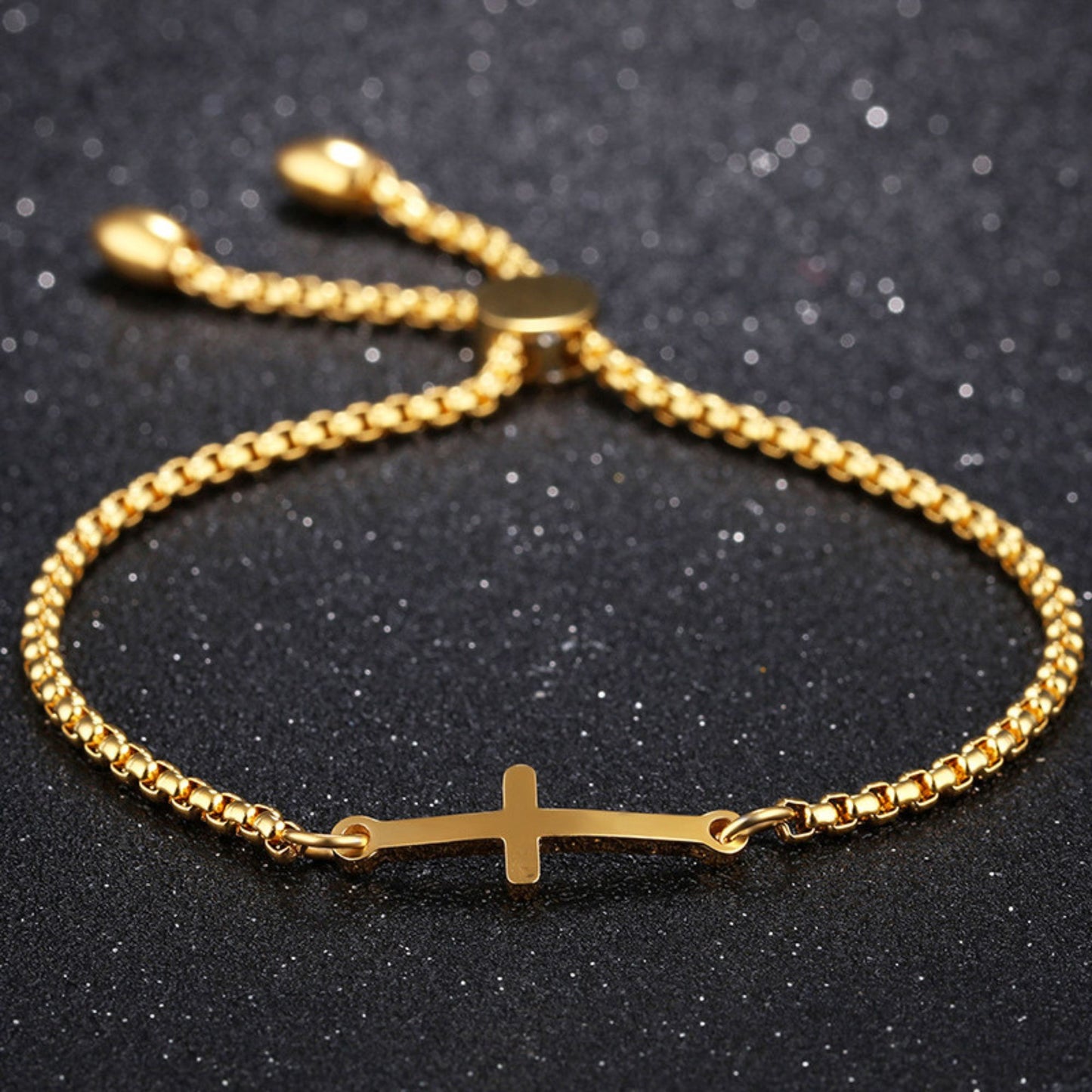 ReligiousCrossBraceletbyGingerLyneAdjustableStainlessSteelChainSilverorGoldFinish_Gold-6