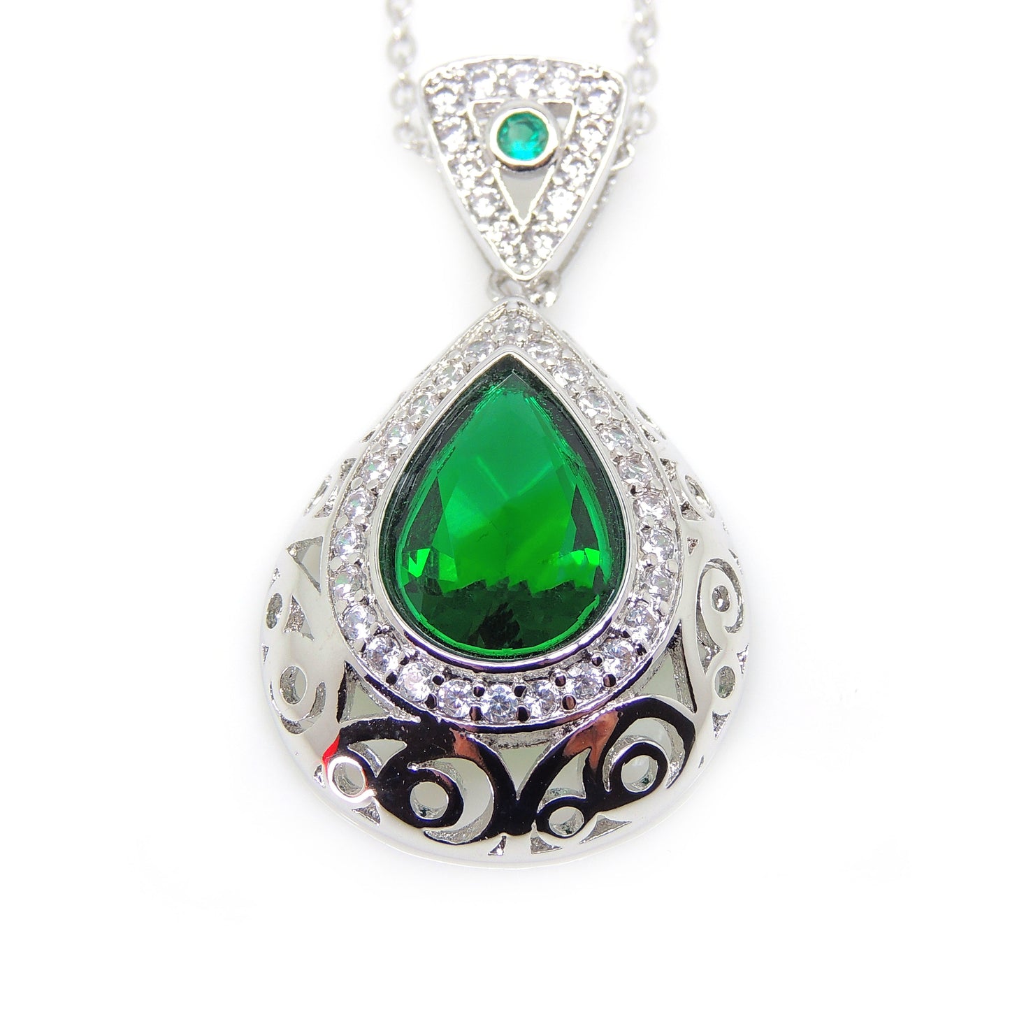 Lona Teardrop Green Cz Pendant Necklace Women Ginger Lyne Collection - Green