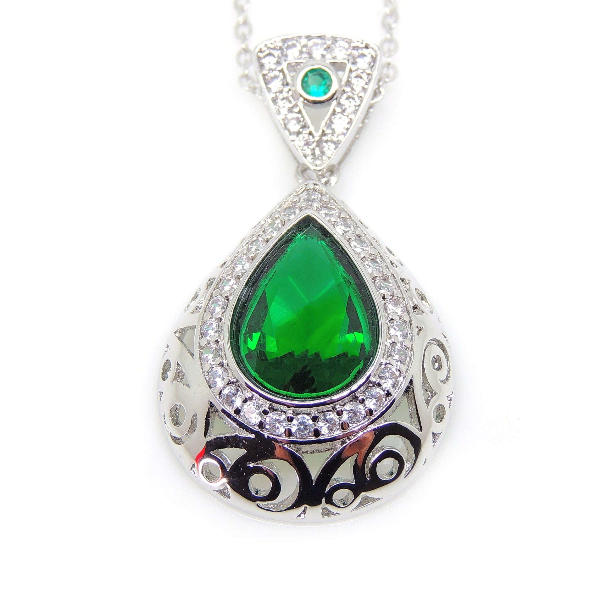 Lona Teardrop Green Cz Pendant Necklace Women Ginger Lyne Collection - Green