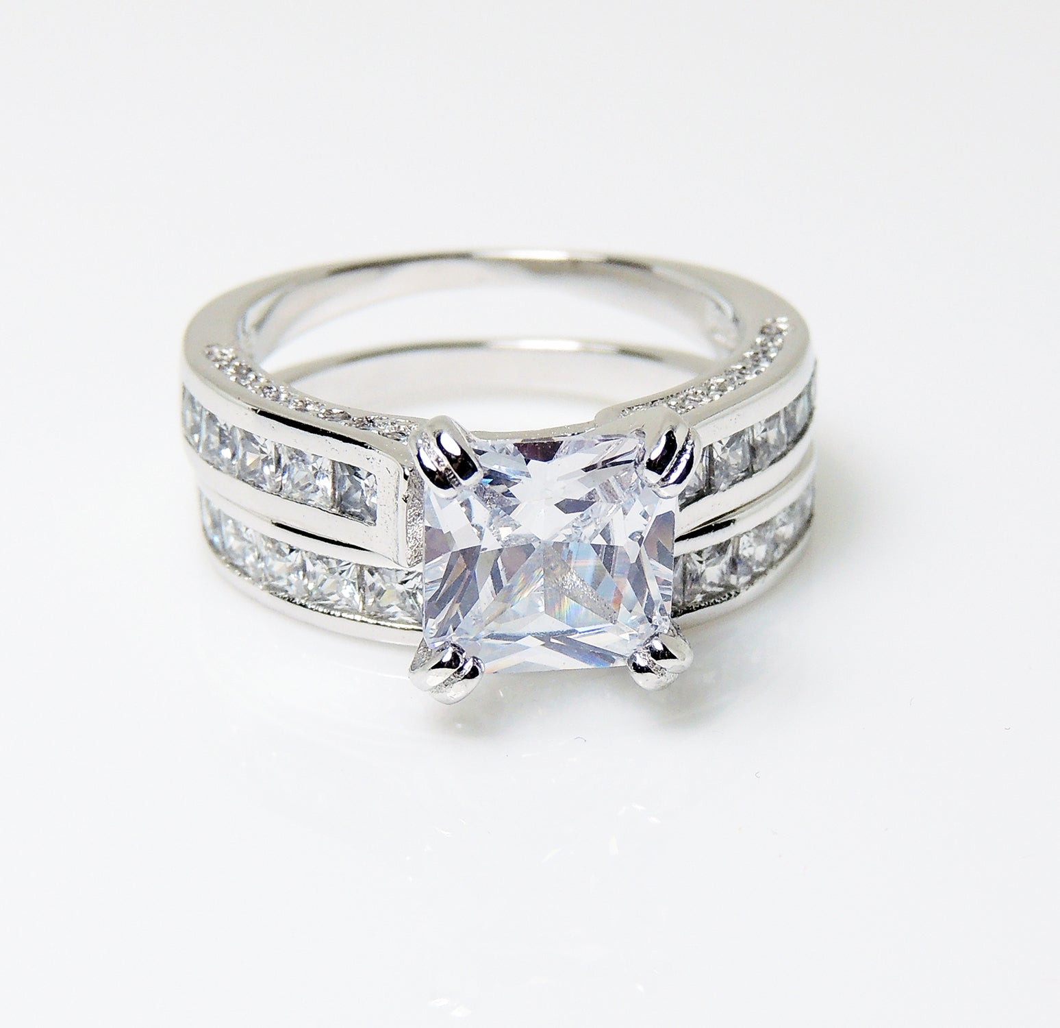 TrynityWeddingRingSetforWomenCZEngagementRingMatchingBridalBandGingerLyneCollection_Silver-3