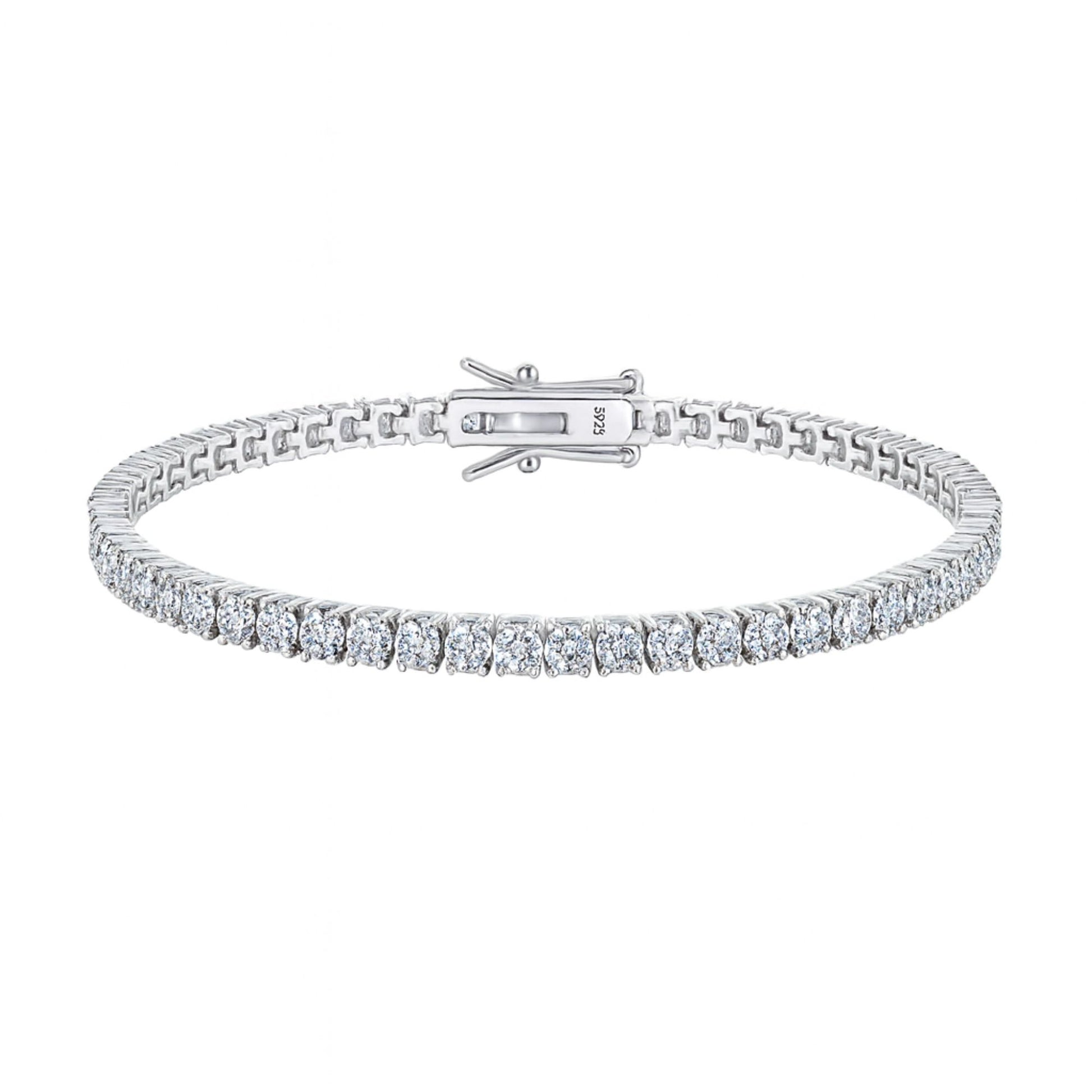 TennisBraceletforWomenSterlingSilver8ACZRound3mmor5mm7"or8"LengthbyGingerLyne_Clear-3