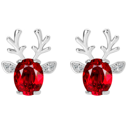 ReindeerStudEarringsforWomenWhiteGoldPlatedCZChristmasJewelryGingerLyneCollection_Red-1