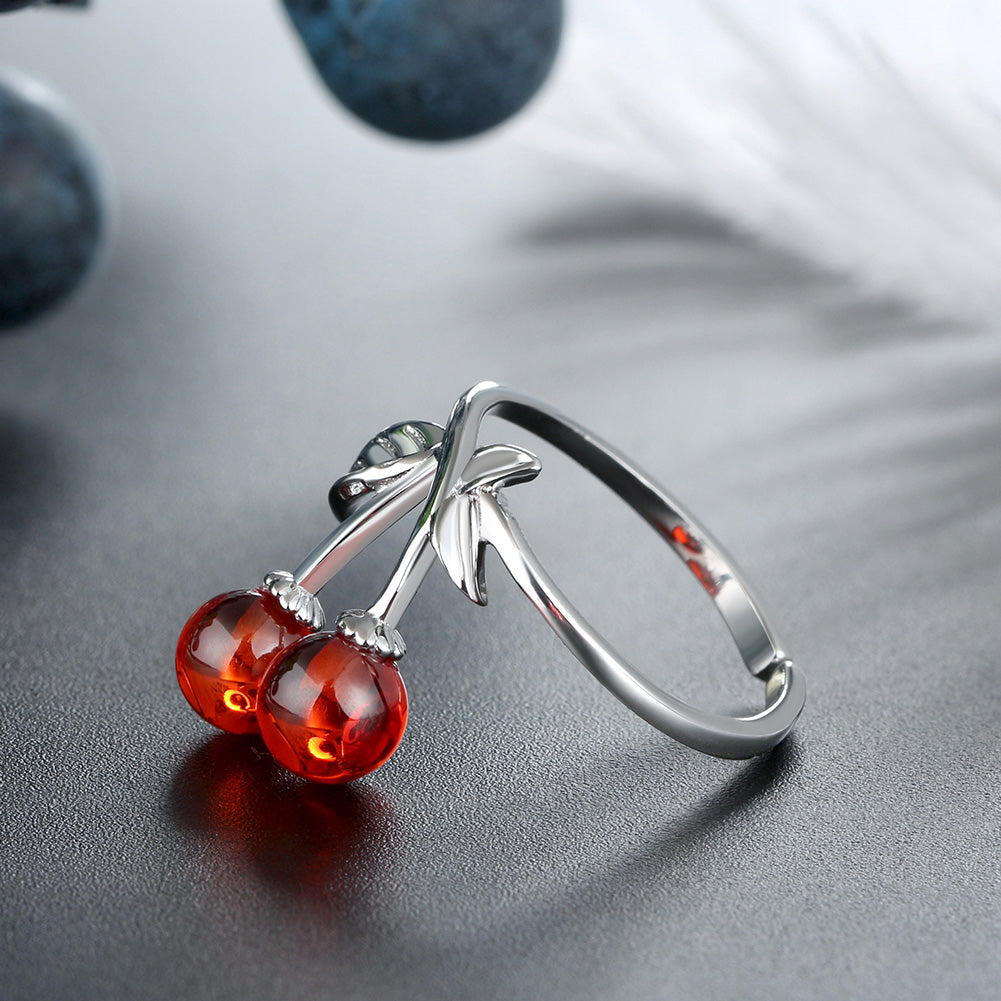 Cherry Adjustable Wrap Ring for Women Red Garnet Sterling Silver Girls Ginger Lyne Collection