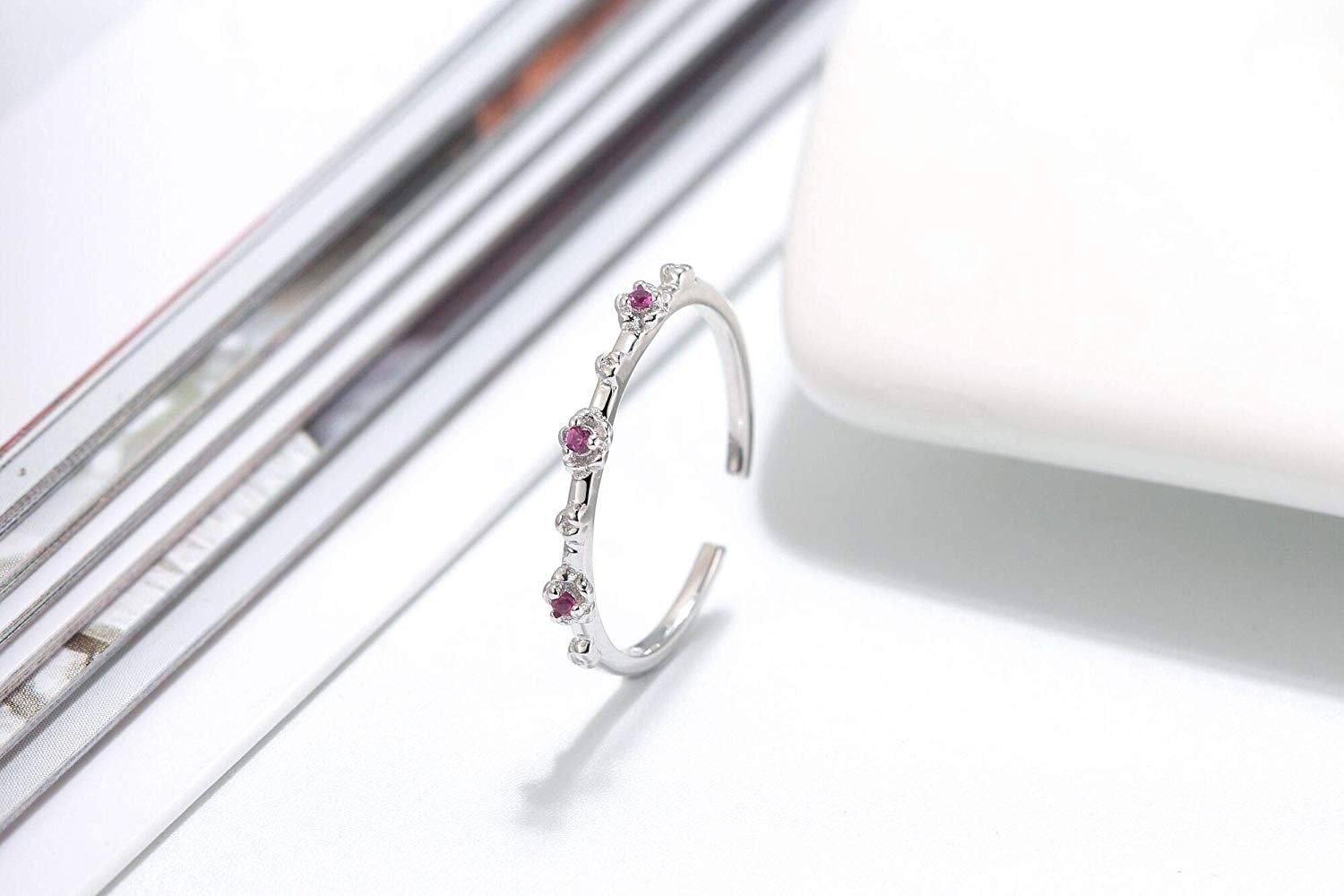 FlowerWrapRingforWomenAdjustableWeddingBandRedCZSterlingSilverGingerLyneCollection_Red-2