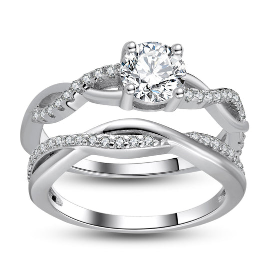 QueenaWeddingRingSetAnniversaryBandEngagementRingforWomenSterlingSterlingCzGingerLyneCollection_WhiteGold/Sterling-1