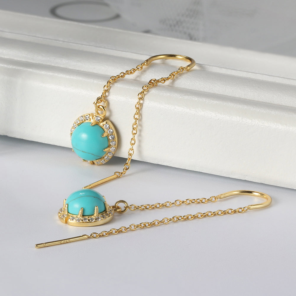ChainThreaderDangleEarringsforWomenGemstoneSterlingSilverGingerLyneCollection_Green-3