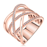 Load image into Gallery viewer, Infinity Ring for Women Crisscross Micro Pave Cz Rose Gold Plated Ginger Lyne Collection - Rose,7
