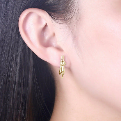 Hanging Cat Kitty Stud Earrings for Women Sterling Silver Ginger Lyne Collection - Gold