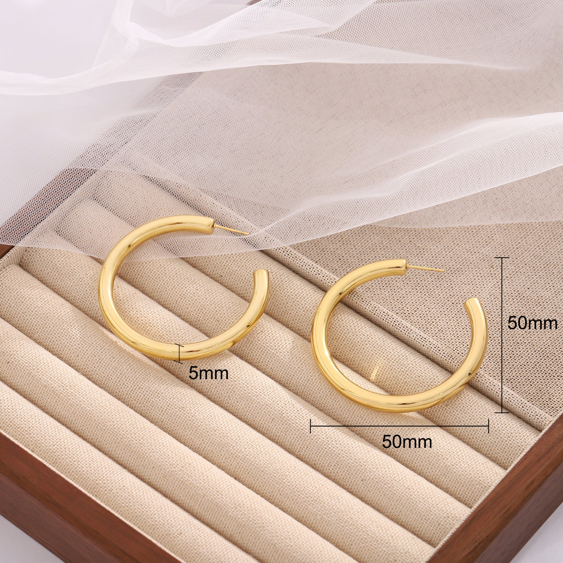 Hollow Tube Hoop Earrings for Women by Ginger Lyne 2" Stainless Steel Lightweight - Silver
