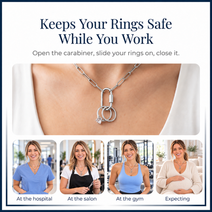 Silver Tone Square Screw Rectangle Carabiner Charm Holder Necklace Paperclip Chain 18-20 Inch Stainless Steel by Ginger Lyne - Silver-PaperclipChain/Rect Sq CH