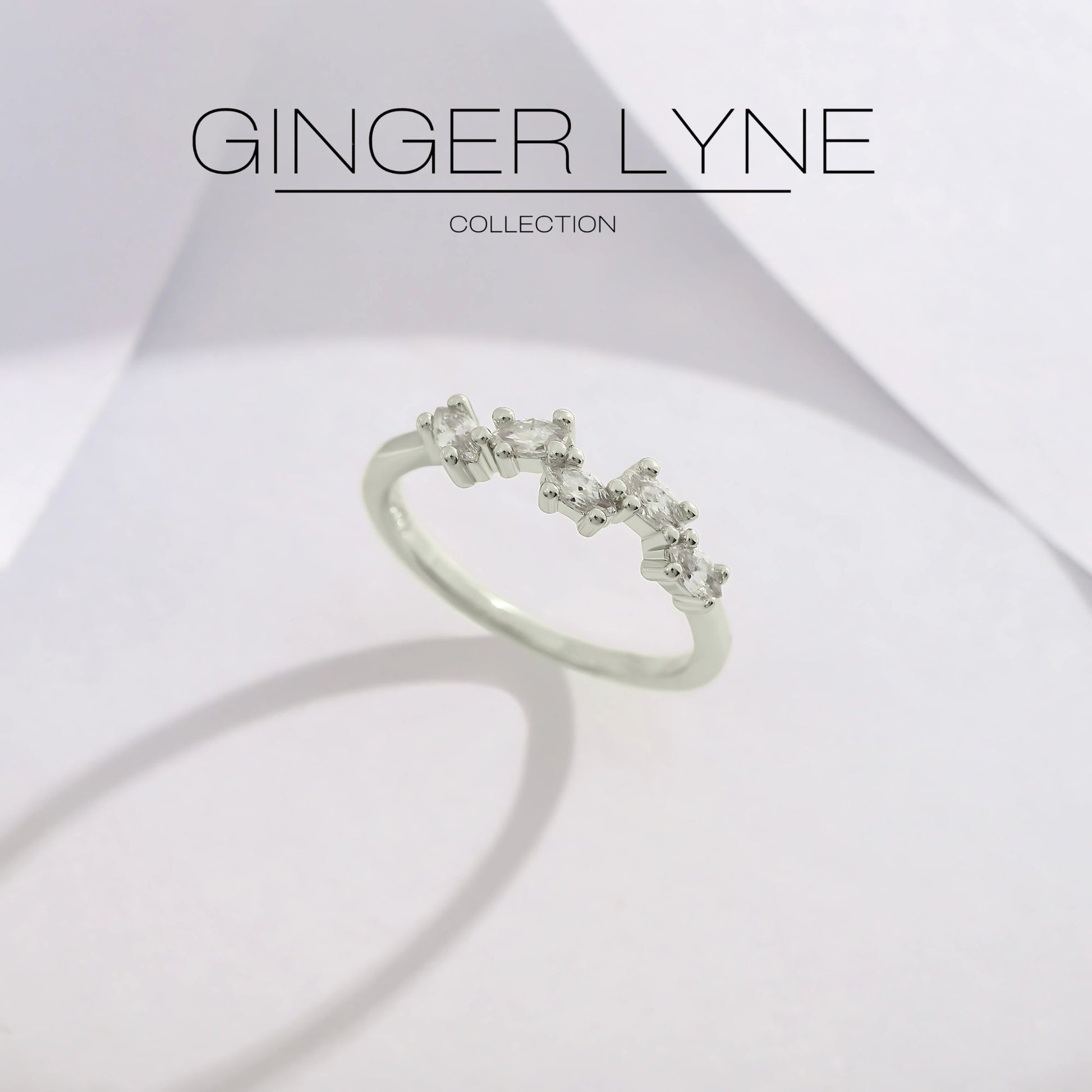 Maris Half Eternity Ring for Women Sterling Silver CZ Anniversary Wedding Band Stackable by Ginger Lyne