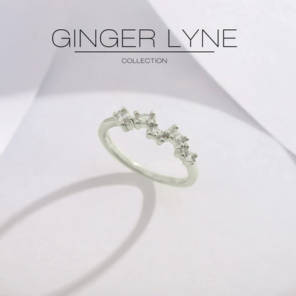 Maris Half Eternity Ring for Women Sterling Silver CZ Anniversary Wedding Band Stackable by Ginger Lyne