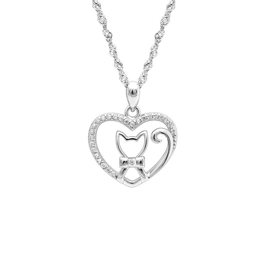 Ginger Lyne Collection Sterling Silver Cz Kitty Cat Pendant Necklace for Women