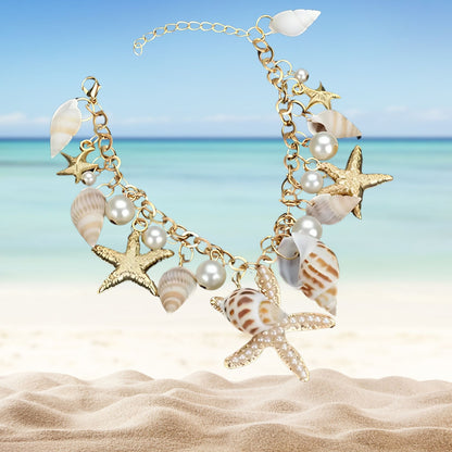 SeashellCharmBraceletforWomenbyGingerLyneGoldPlatedPearlsStarfishandShells_Gold-3