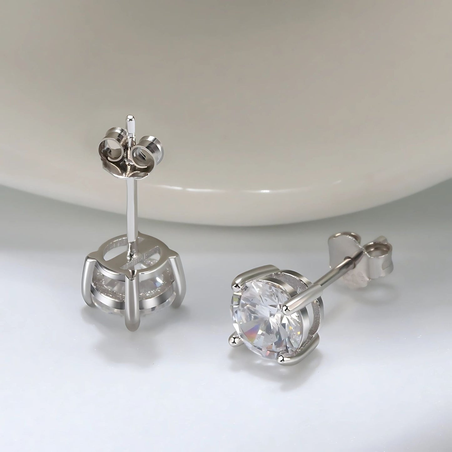 Birthstone Earrings for Women Solitaire Round Cubic Zirconia Sterling Silver Ginger Lyne Collection