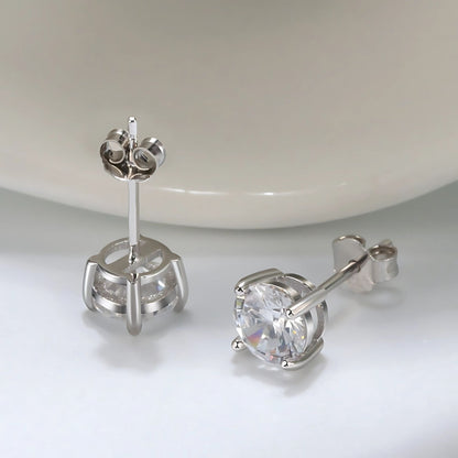 Birthstone Earrings for Women Solitaire Round Cubic Zirconia Sterling Silver Ginger Lyne Collection