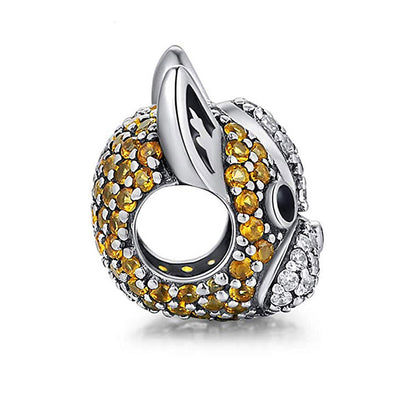 Boston Terrier Frenchie Dog Charm European Bead CZ Sterling Silver Ginger Lyne Collection - Brown