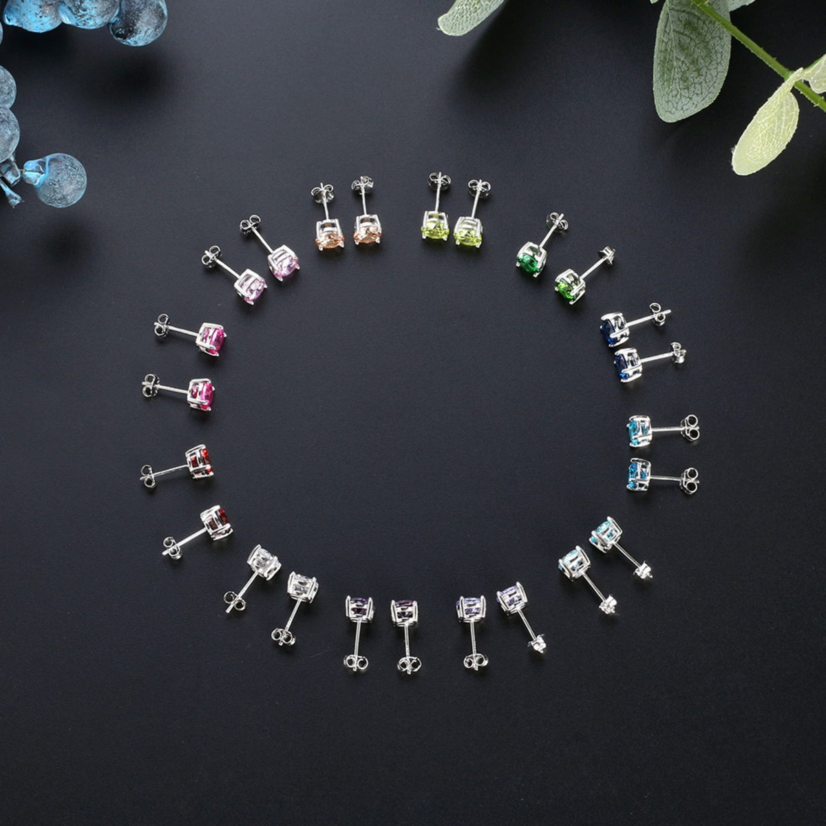 April Birthstone Stud Earrings for Women Clear Cubic Zirconia 6mm Sterling Silver Studs by Ginger Lyne - Clear