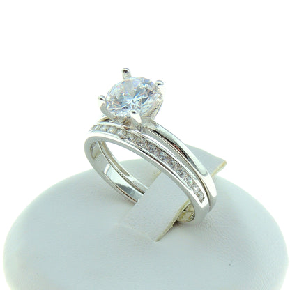 Envy Bridal Set Solitaire Silver 1.25Ct Engagement Womens Ginger Lyne Collection