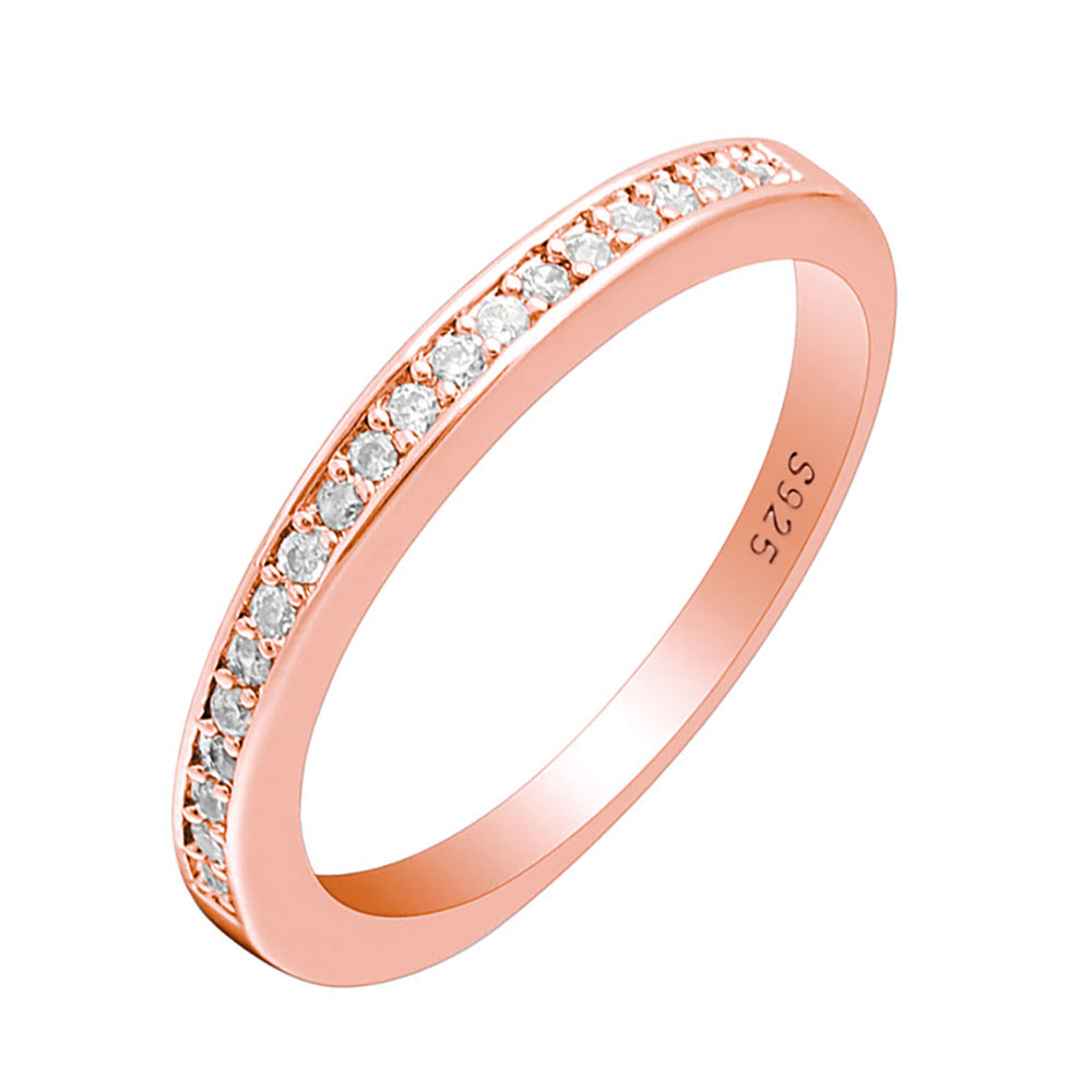 Victoria Anniversary Band Ring Rose Sterling Silver Cz Womens Ginger Lyne Collection - Rose Gold/Silver,10