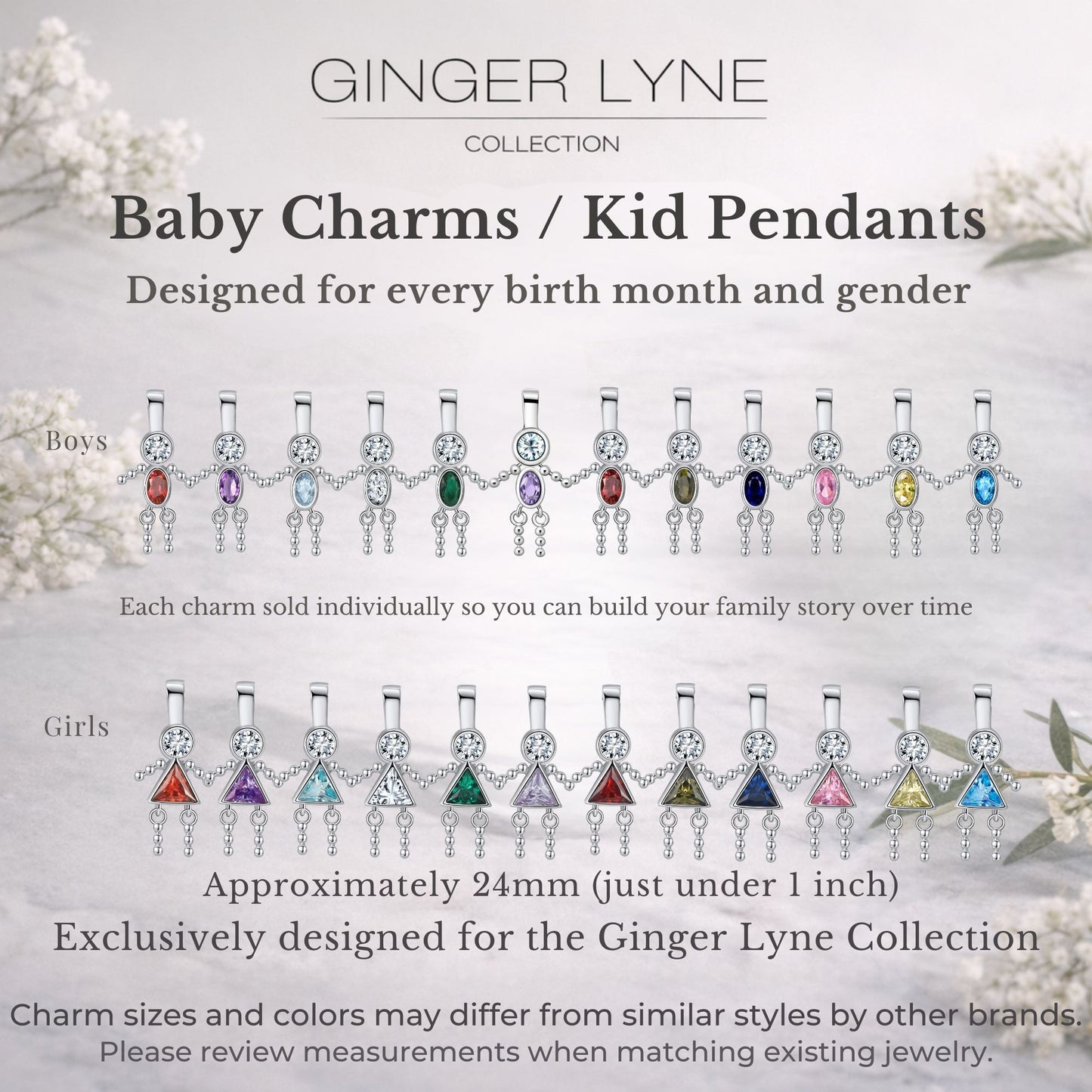 Baby Boy Birthstone Charm Children Pendants for Mom or Grandma Necklace by Ginger Lyne CZ Sterling Silver - Boy November
