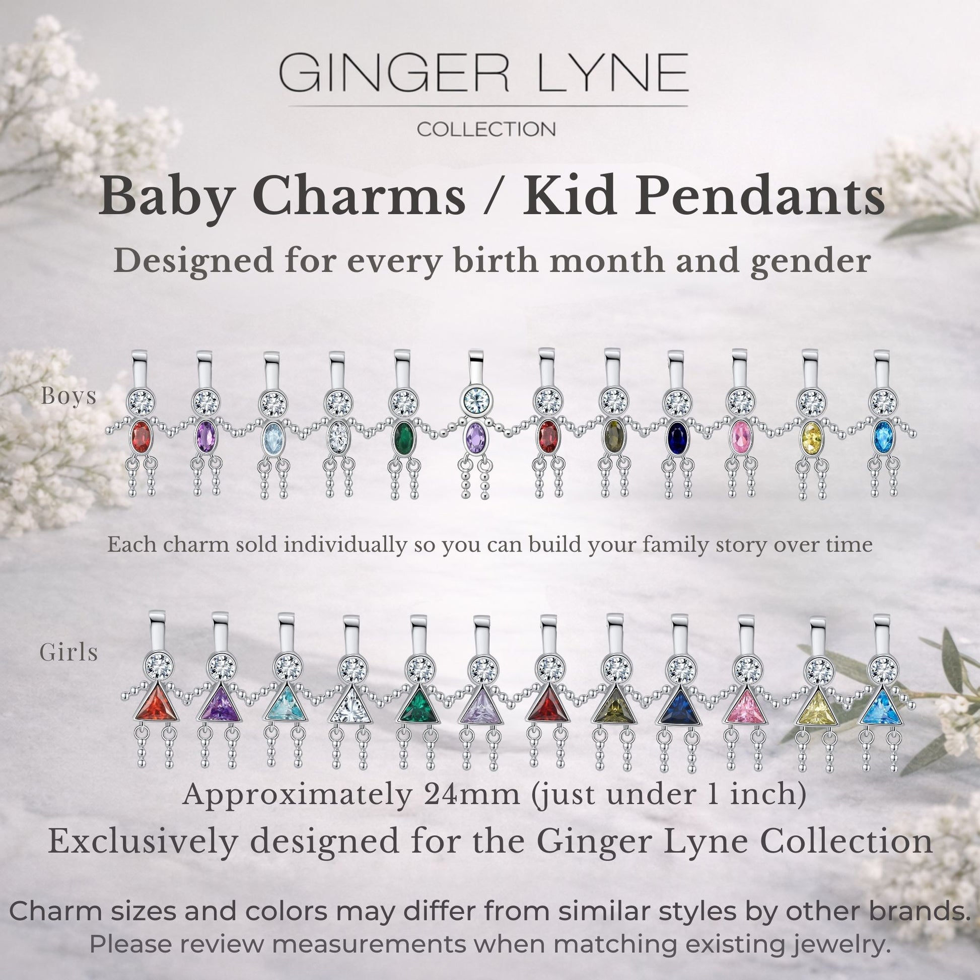 Baby Boy Birthstone Charm Children Pendants for Mom or Grandma Necklace by Ginger Lyne CZ Sterling Silver - Boy November