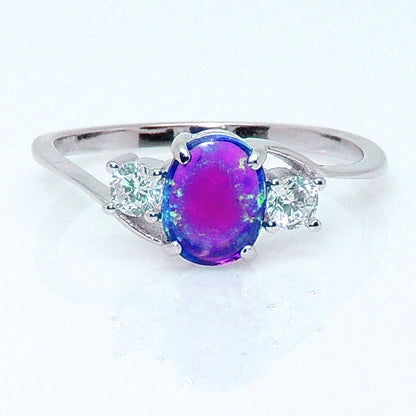 Addy Purple Opal Ring Sterling Silver Women Engagement Ginger Lyne Collection