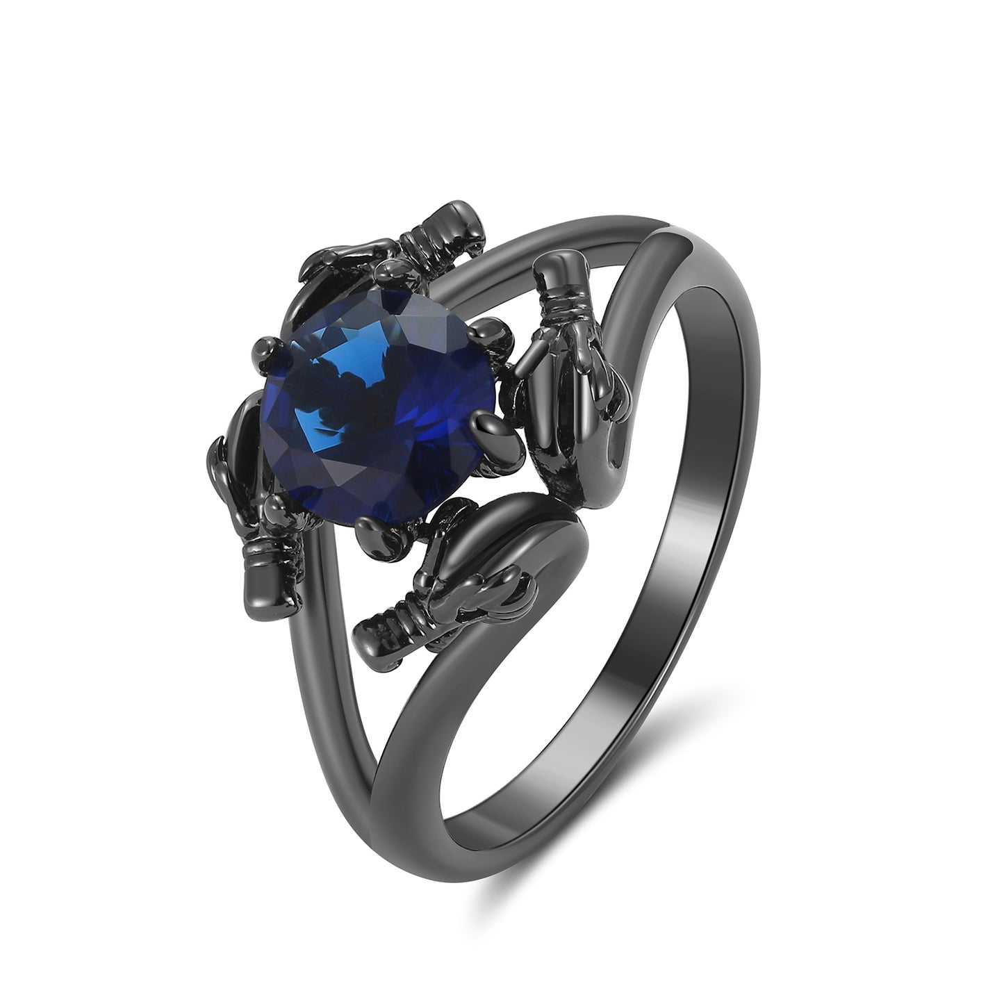 Dragon Ring for Women Solitaire Cz Black Gothic Engagement Ring Ginger Lyne Collection