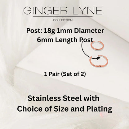 Stainless Steel Hoop Earrings by Ginger Lyne Huggie Style for Lobe Cartilage Piercing Body Jewelry - Rose-20mm