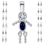 Load image into Gallery viewer, Baby Birthstone Pendant Charm by Ginger Lyne, Boy September Blue Cubic Zirconia Sterling Silver - Boy September
