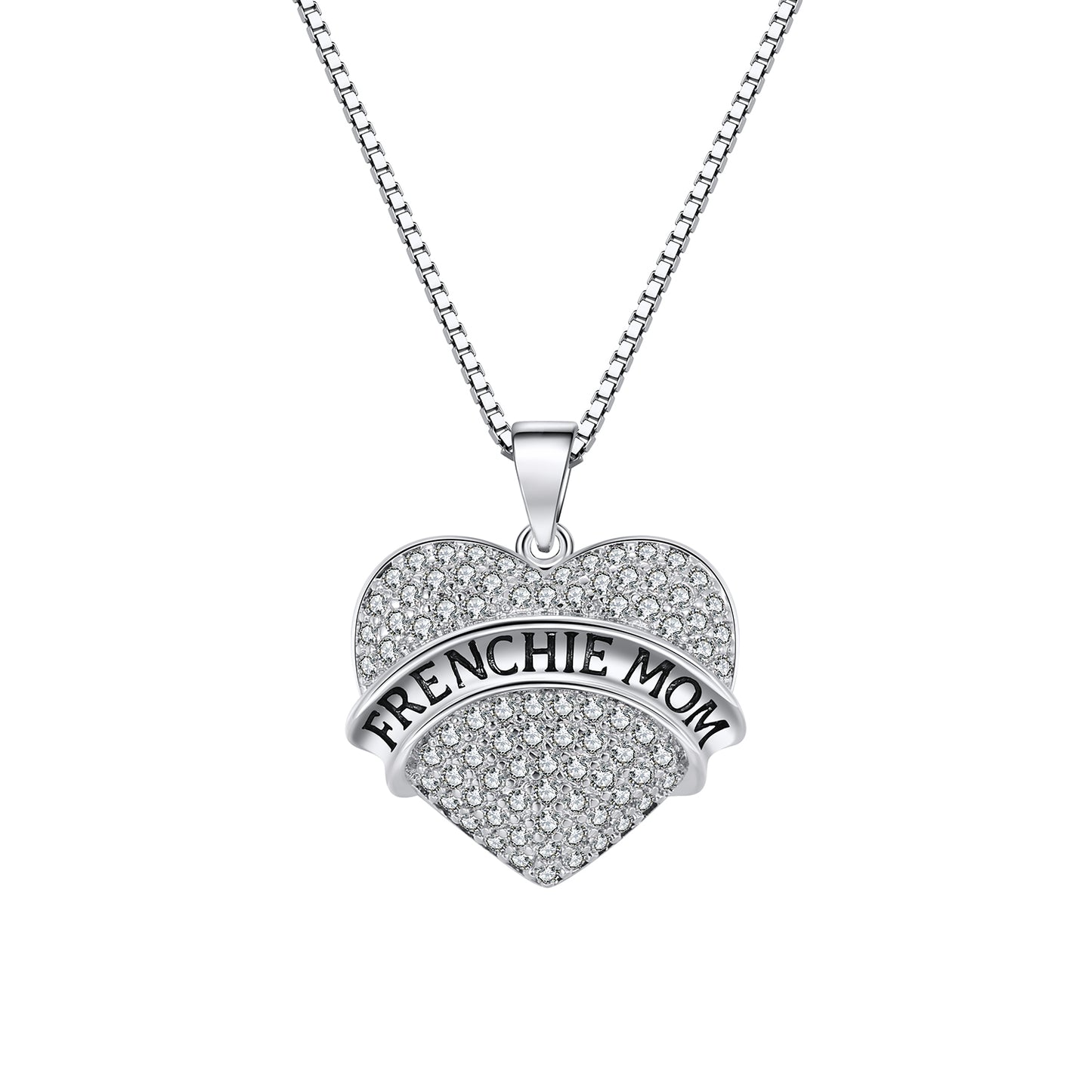 FrenchieMomFrenchBulldogHeartNecklaceCubicZirconiaWomenGingerLyneCollection_Silver-1