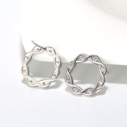 Helix Stud Earrings for Women Twisted Circle Sterling Silver Cz Ginger Lyne Collection