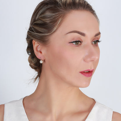 Drop Hook Earrings for Women Simulated Pearl Sterling Silver Ginger Lyne Collection - White